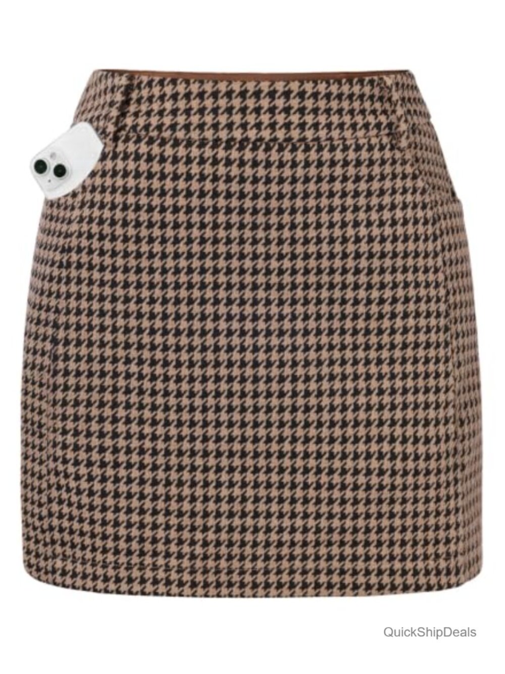High Waist Plaid Mini Skort with Pockets